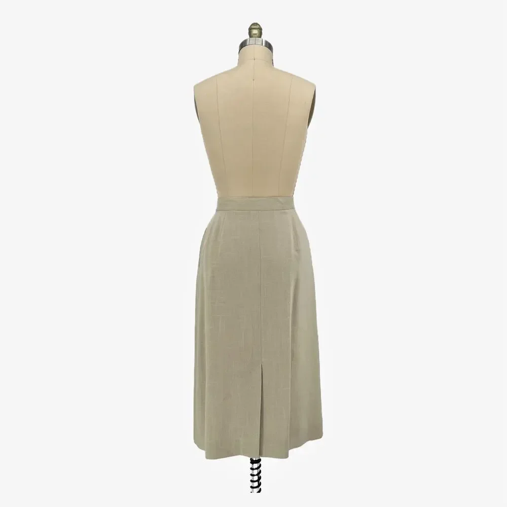 Vintage 70s/80s Jones New York Beige Linen Button Front Midi Skirt Large - Picture 3 of 10
